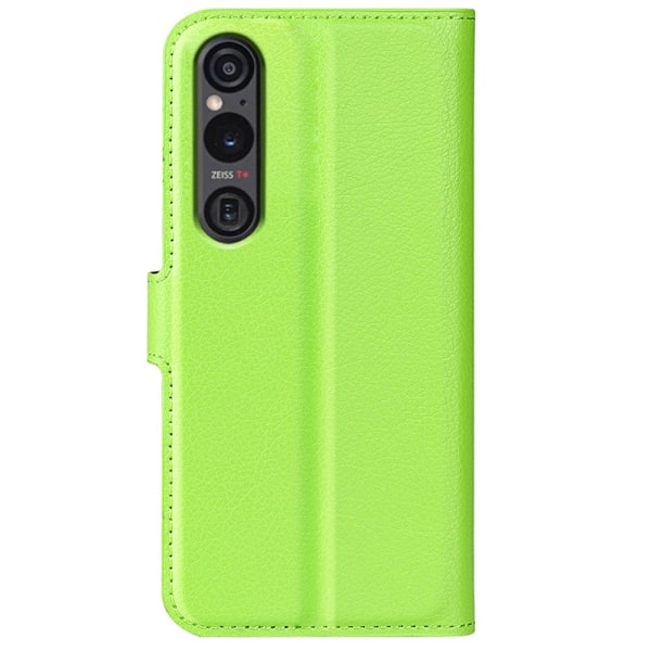 Sony Xperia 1 VI Fodral Litchi Läder Grön
