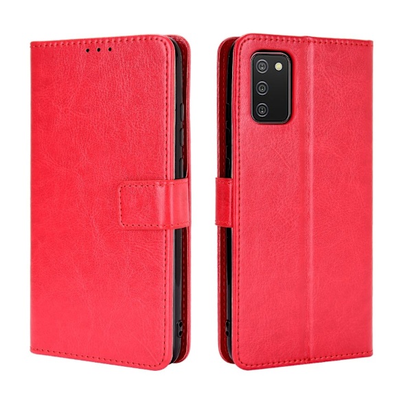 Samsung Galaxy A02s - Crazy Horse Läder Fodral - Röd Red Röd