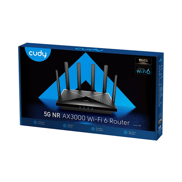 Cudy 5G Router P5 Rel 16 AX3000 Gigabit Dual-SIM Svart