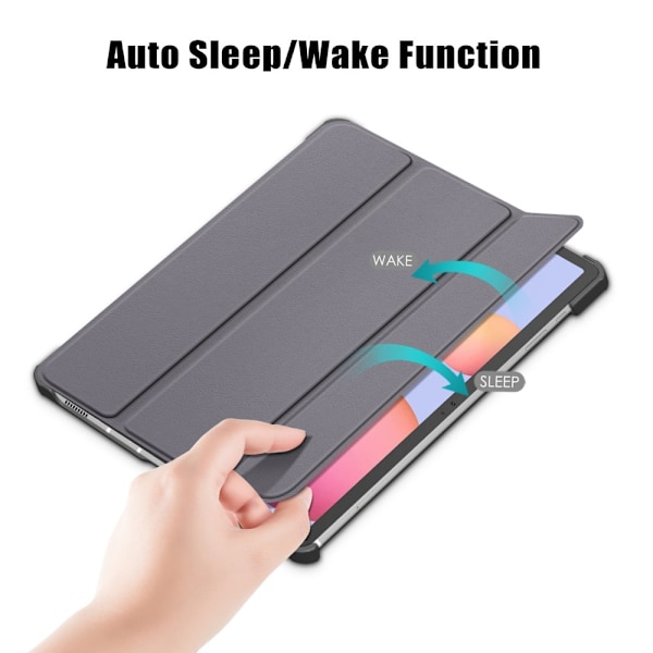 Galaxy Tab S7 FE/S7 Plus/S8 Plus Tri-Fold Läder Fodral Grå grå