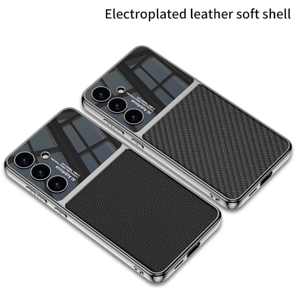 GKK Galaxy S24 Plus Skal Hybrid Läder Kolfiber Textur