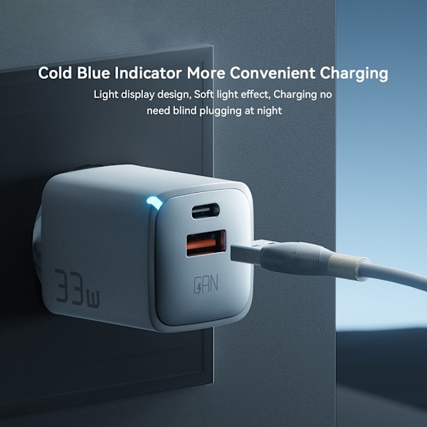 ESSAGER 33W GaN USB-C/USB-A Snabbladdare Vit