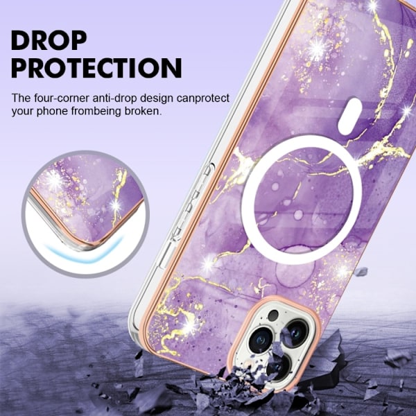 iPhone 15 Pro Skal MagSafe Marmor Lila