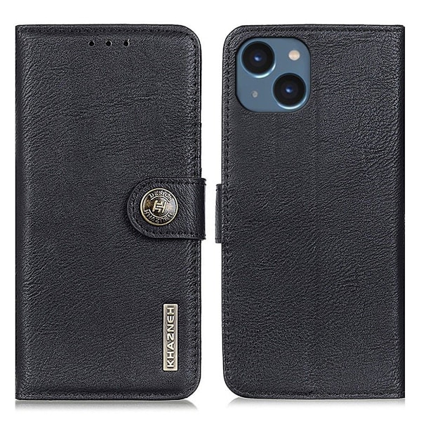 KHAZNEH iPhone 15 Fodral Läder Svart