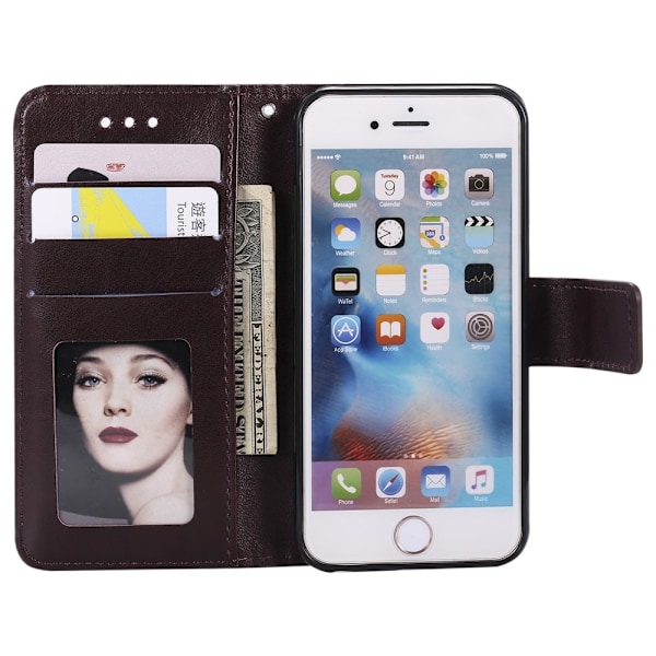 iPhone 6/6S - Mandala Läder Fodral - Brun Brown Brun