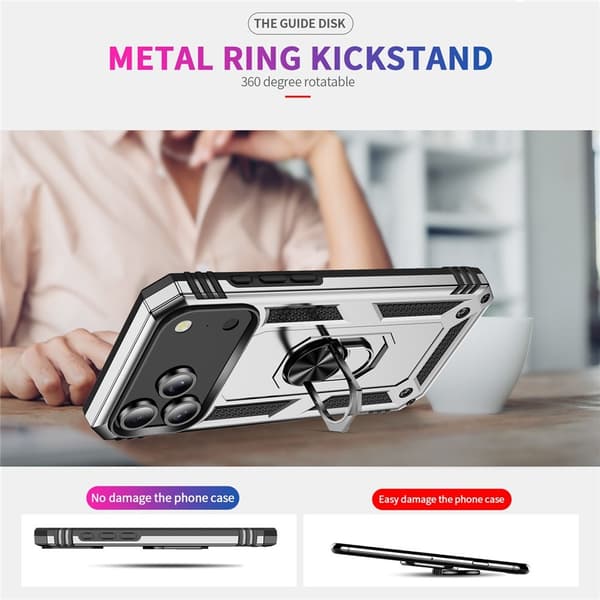 iPhone 17 Pro Skal Shockproof Hybrid Ring Silver