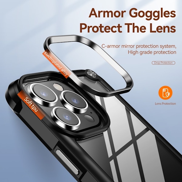 iPhone 16 Pro Skal Shockproof Hybrid Armor Svart
