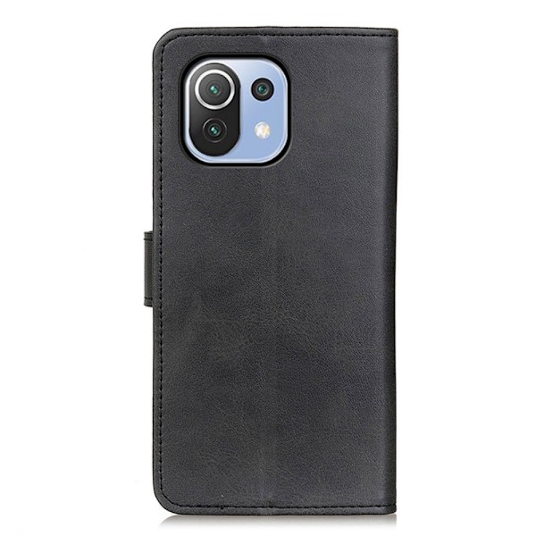 Xiaomi Mi 11 Lite - Solid Läder Fodral - Svart Black Svart
