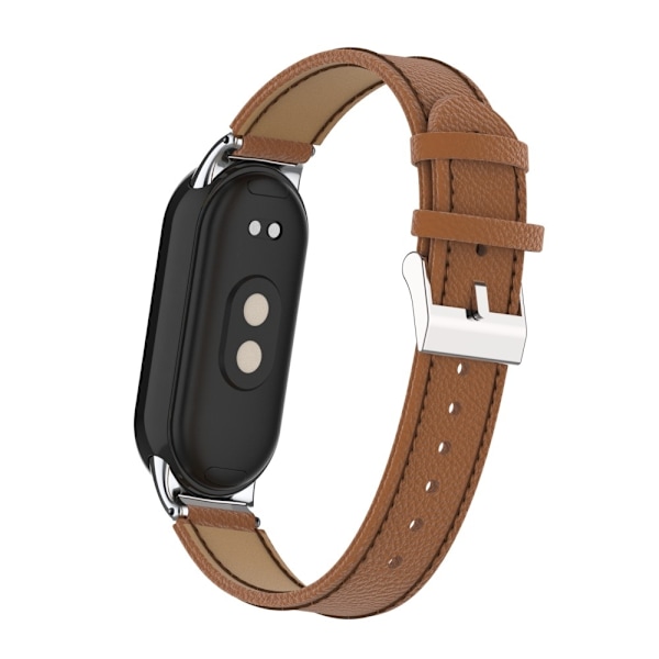 Xiaomi Smart Band 9/8 Armband Äkta Läder Litchi Brun