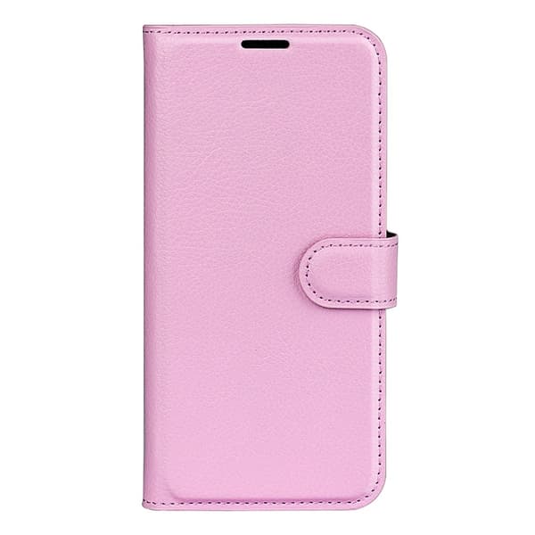 Google Pixel 9a Fodral Litchi Läder Ljus Rosa