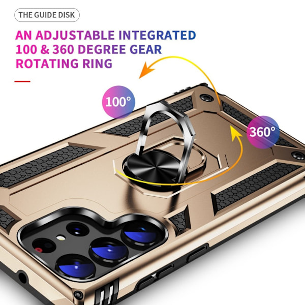Samsung Galaxy S23 Ultra Skal Ring Armor Hybrid Guld