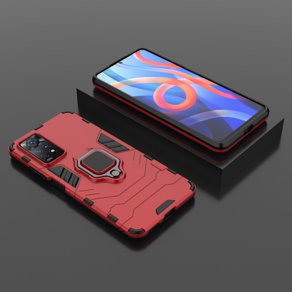 Xiaomi Redmi Note 11 Pro 5G Skal Armor Hybrid Ring Röd