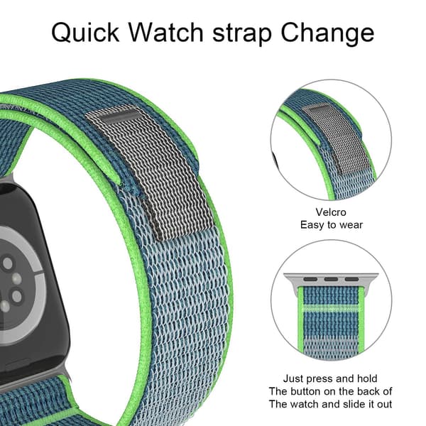 Apple Watch 38/40/41/42 mm Armband Nylon Trail Loop Blå/Grön