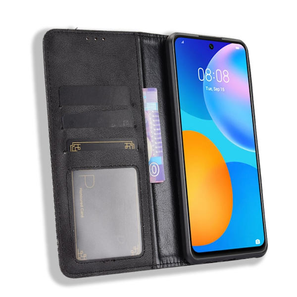 Huawei P Smart (2021) - Retro Flip Fodral - Svart Black Svart