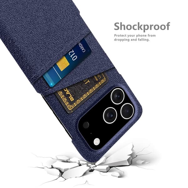 iPhone 17 Pro Skal Med Kortfack Tygbelagt Blå