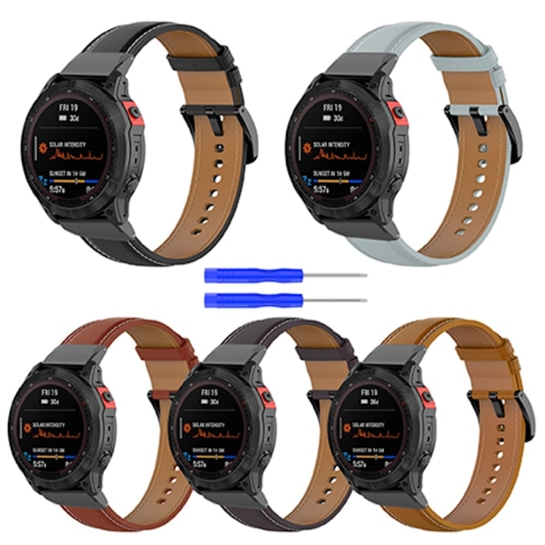 Äkta Läder Armband För Garmin Brun