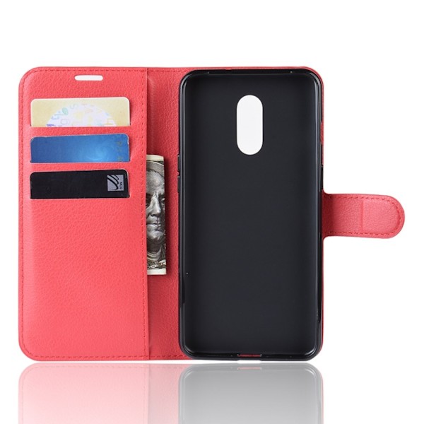 OnePlus 7 - Litchi Plånboksfodral - Röd Red Röd