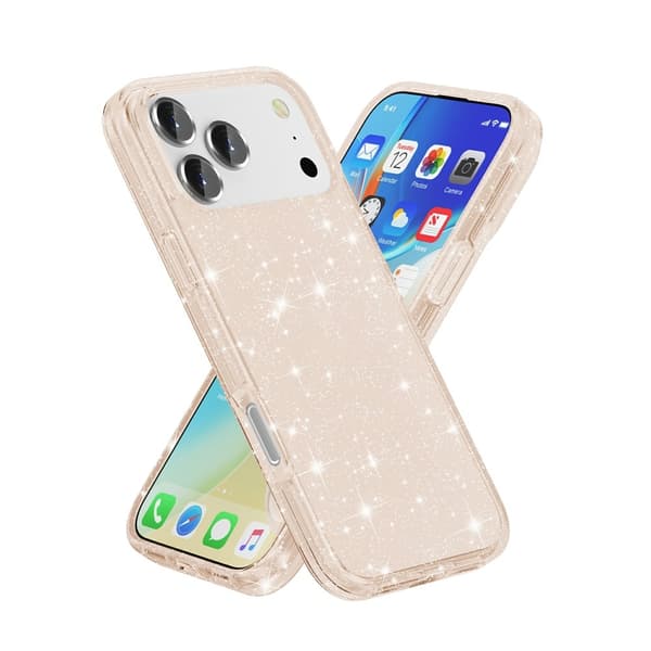 iPhone 17 Pro/18 Pro Skal Hybrid Glitter Guld