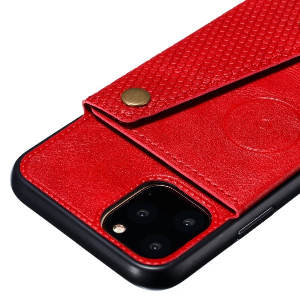 iPhone 12 / 12 Pro - Läder Skal Med Kortfack Och Magnet - Röd Red Röd