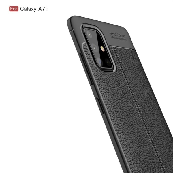 Samsung Galaxy A71 - Litchi Textur Skal - Svart Black Svart
