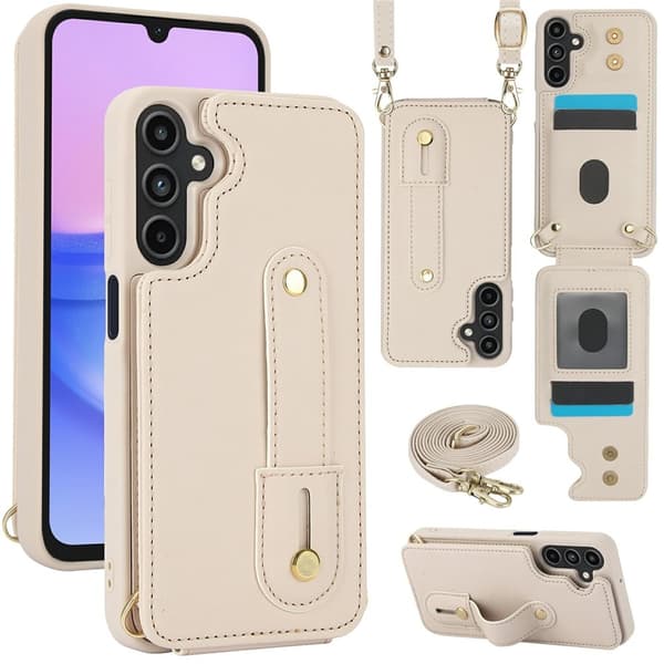 Samsung Galaxy S26 Skal Multifunktionellt Läder Beige