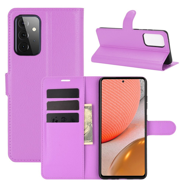 Samsung Galaxy A72 - Litchi Läder Fodral - Lila Purple Lila