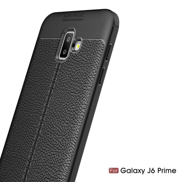 Samsung Galaxy J6 Plus - Litchi läderskal - Svart Black Svart