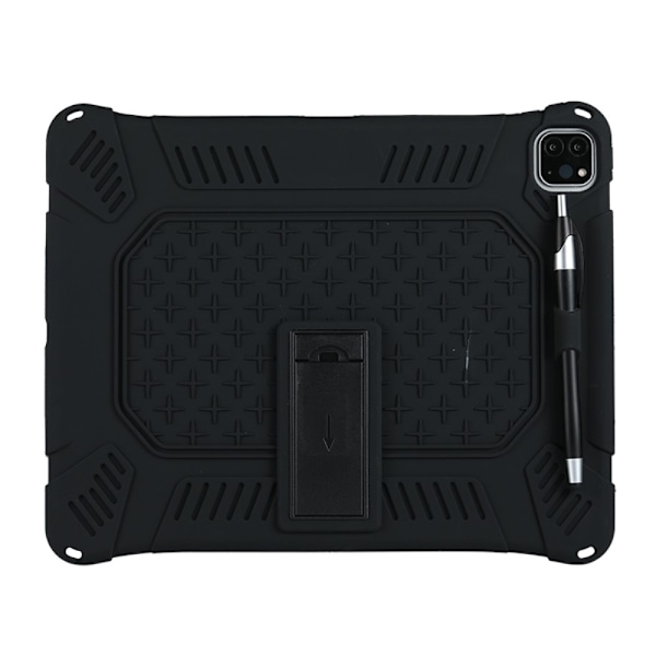 iPad Pro 12.9 (2018/2020/2021) - Hybrid Skal Kickstand Och Rem - Svart Svart