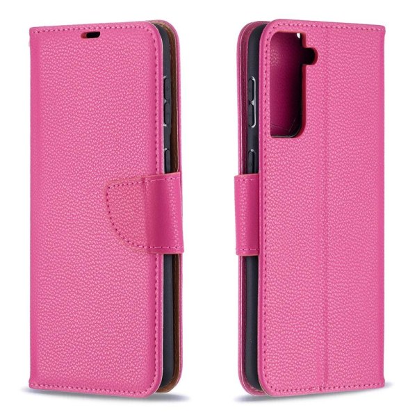 Samsung Galaxy S21 Plus - Litchi Shark Fodral - Rosa Pink Rosa