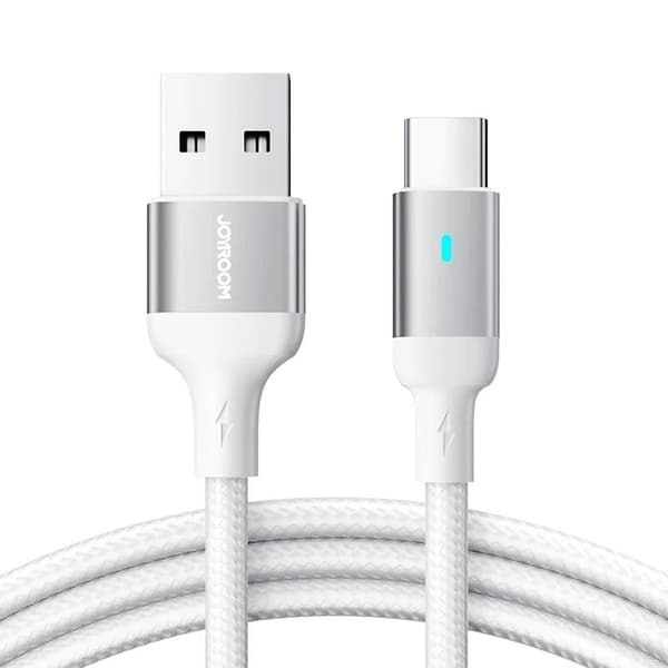 Joyroom 1.2m 3A USB-C Nylon Laddningskabel Vit