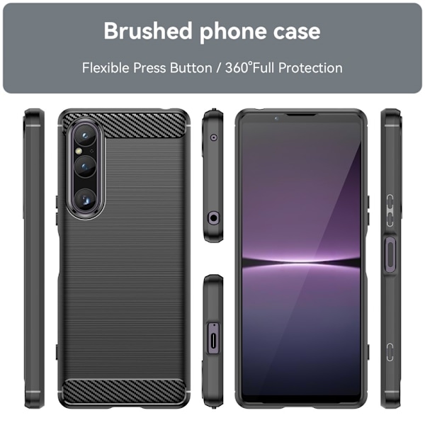 Sony Xperia 1 V Skal Borstad Stål Textur Svart