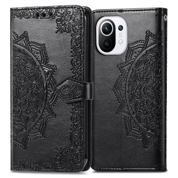Xiaomi Mi 11 - Mandala Läder Fodral - Svart Black Svart