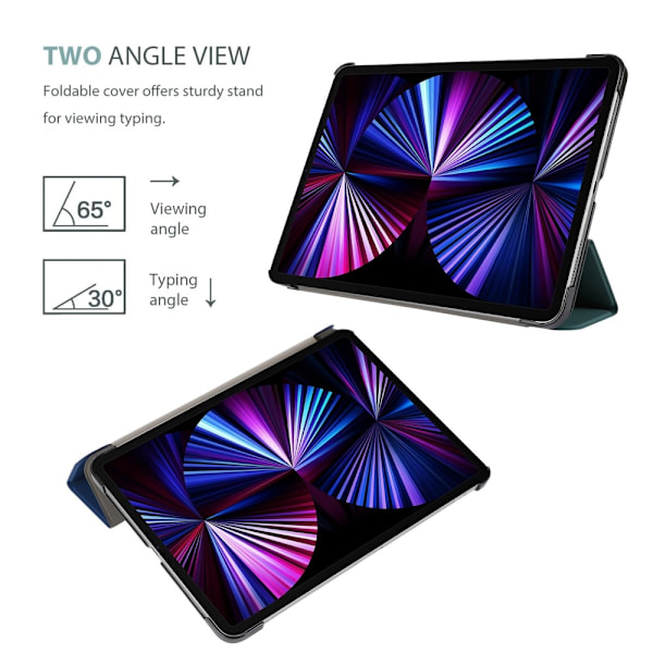 iPad Pro 11 (2018/2020/2021) - Tri-Fold Läder Fodral - Svart Svart