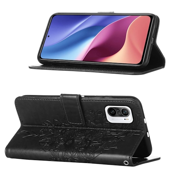 Xiaomi Mi 11i - Butterfly Läder Fodral - Svart Svart