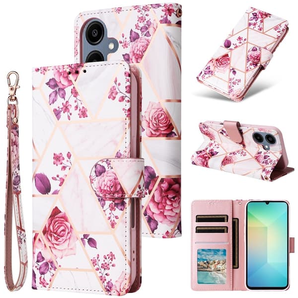 Samsung Galaxy A07 Fodral Läder Marmor Rosa