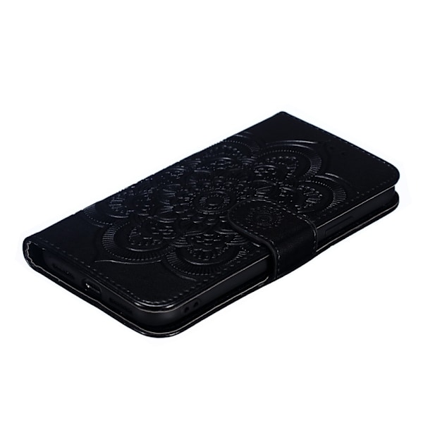 iPhone X/Xs - Mandala Läder Fodral - Svart Black Svart
