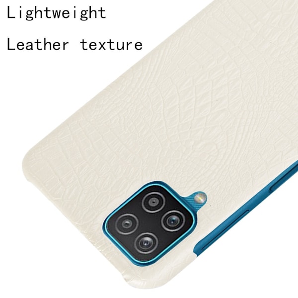 Samsung Galaxy A12 - Krokodil Textur Läder Skal - Vit White Vit