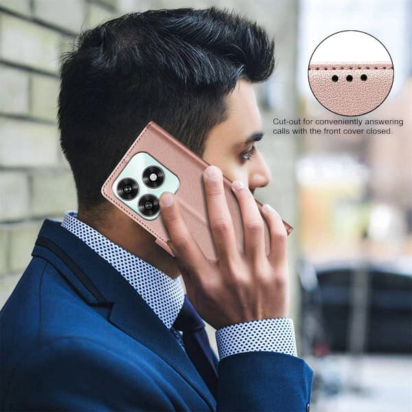 BINFEN Honor X5c Plus Fodral RFID Läder Roséguld