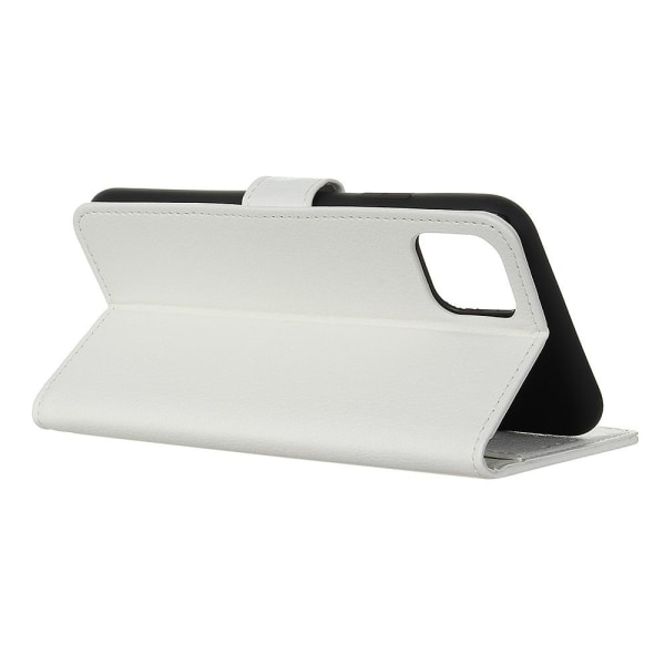 iPhone 12 Pro Max - Litchi Läder Fodral - Vit White Vit