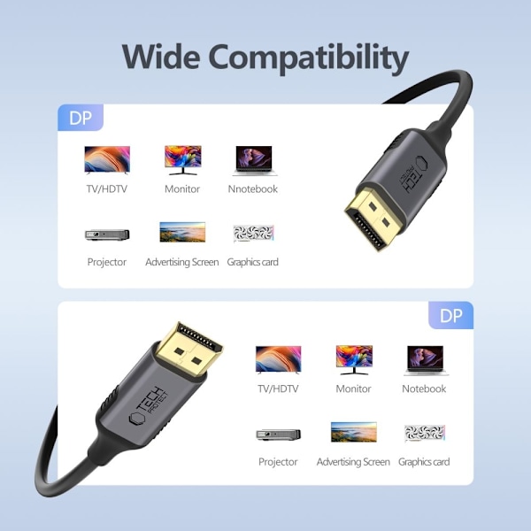 Tech-Protect 2m 4K 60Hz DisplayPort 1.4 Kabel UltraBoost