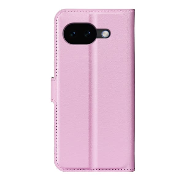 Google Pixel 10a Fodral Litchi Läder Ljus Rosa