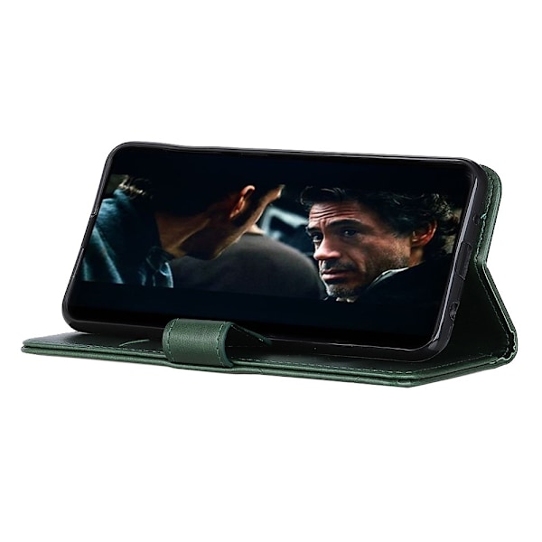 Samsung Galaxy A72 - Nit Dekor Läder Fodral - Grön Green Grön