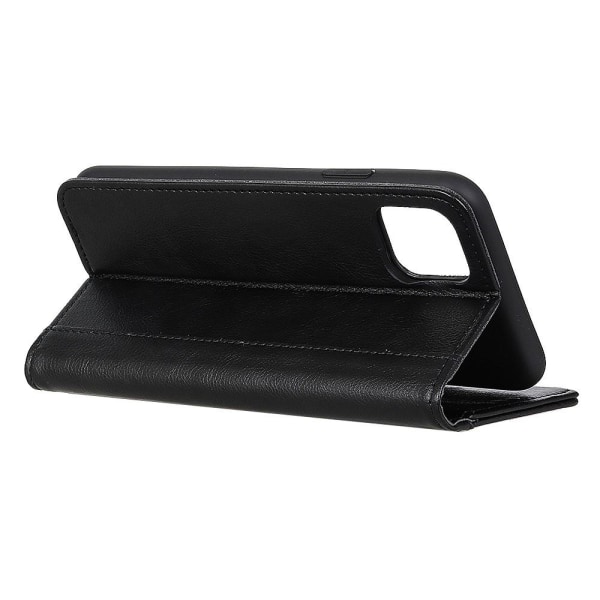iPhone 12 Pro Max - Split Läder Litchi Fodral - Svart Black Svart