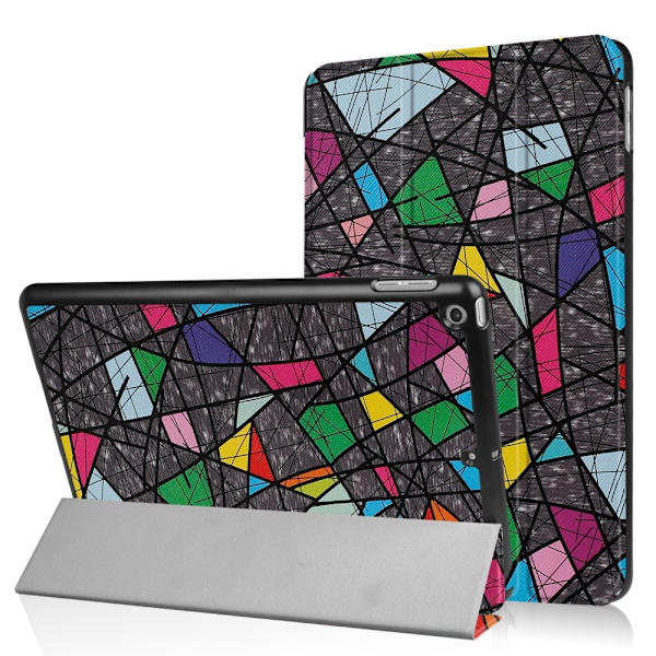 iPad 9.7" (2017) / (2018) - Tri-Fold Fodral - Färgad Geometri