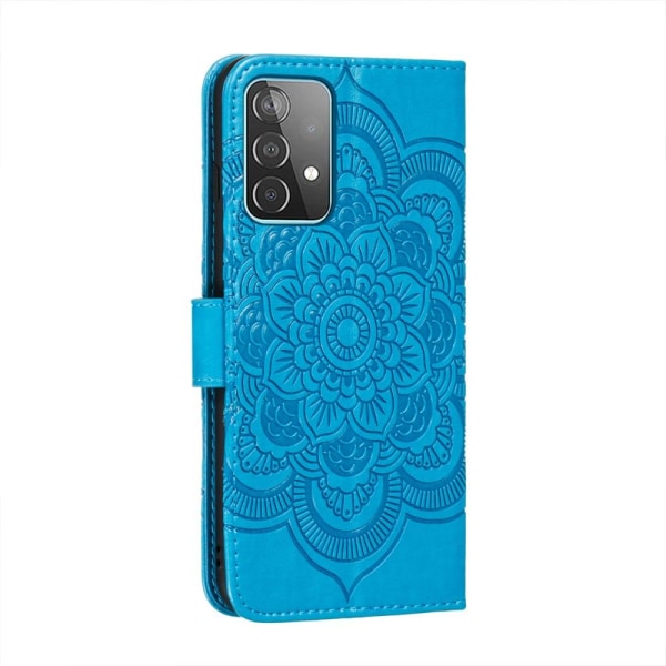 Samsung Galaxy A52 / A52s - Mandala Läder Fodral - Blå Blue Blå