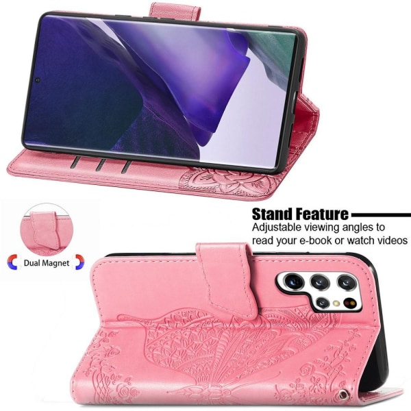 Samsung Galaxy S22 Ultra Fodral Tryckt Fjäril Rosa