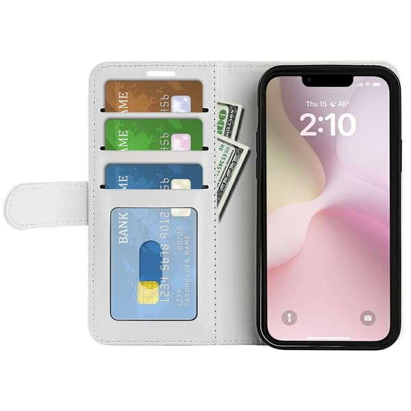 iPhone 17e / 16e Fodral Crazy Horse Läder Vit