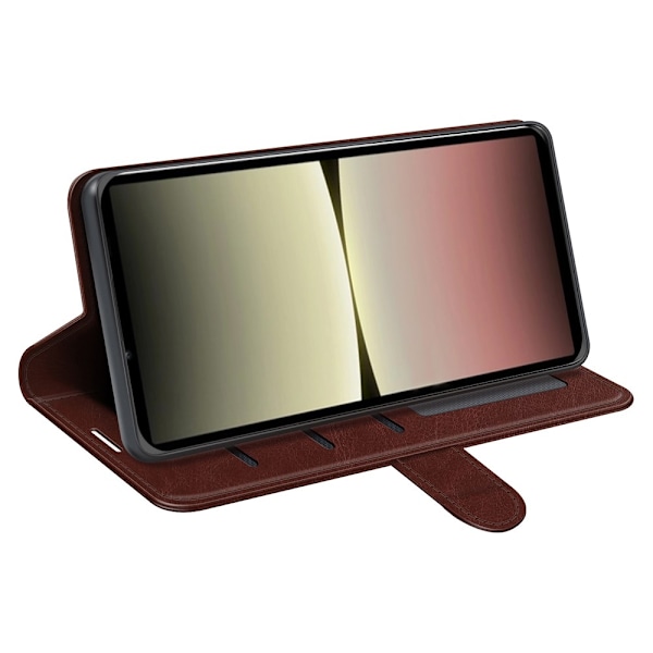 Sony Xperia 10 V Fodral Crazy Horse Läder Brun