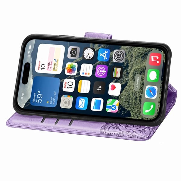 iPhone 17e / 16e Fodral Med Fjäril Tryck Lila