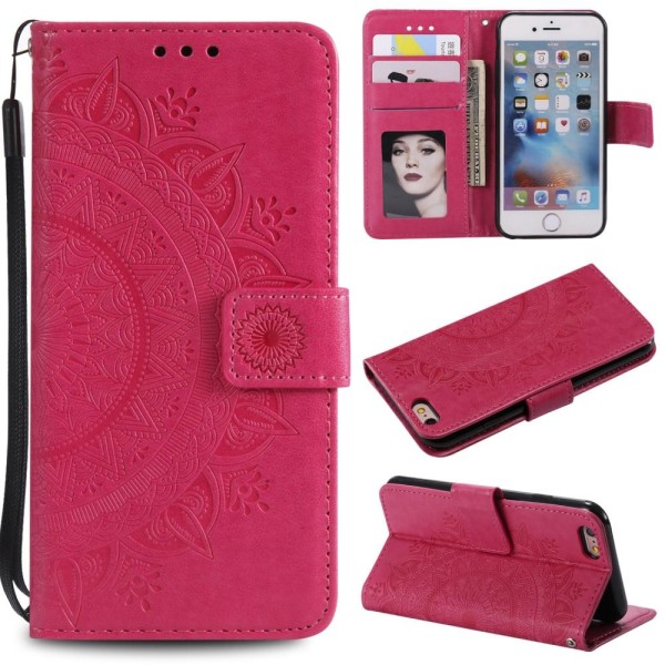 iPhone 6/6S - Mandala Läder Fodral - Rosa Pink Rosa